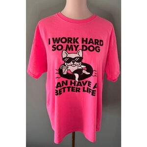 Women's DOM T-shirt XL Pink Dog Graphic Tee
